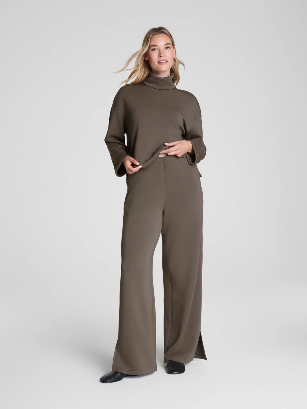 SPANX Air Essentials Smooth Front Wide Leg Pant MINERAL NEW